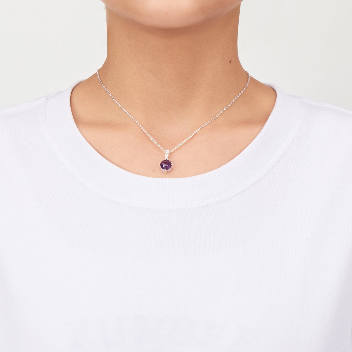 Collier en argent sterling avec améthyste et carte de citation