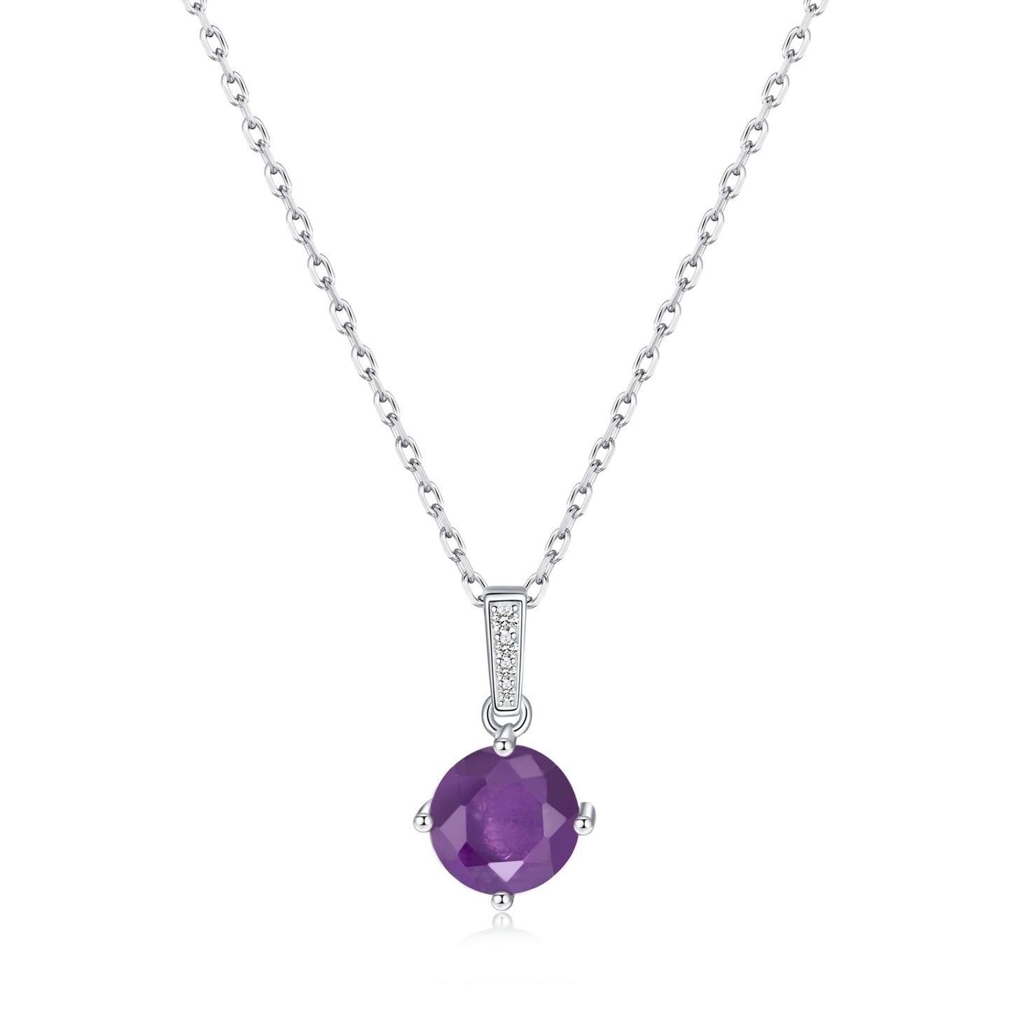 Collier en argent sterling avec améthyste et carte de citation