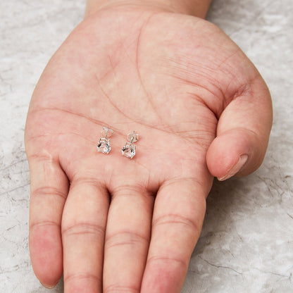 Sterling Silver April (Diamond) Birthstone Earrings Created with Zircondia® Crystals