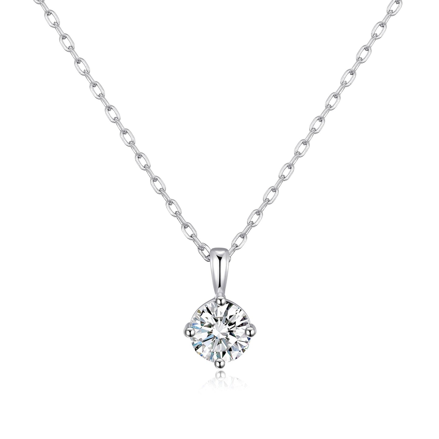Sterling Silver April (Diamond) Birthstone Necklace Created with Zircondia® Crystals
