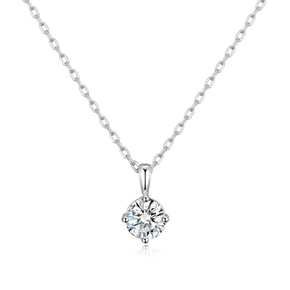 Sterling Silver April (Diamond) Birthstone Necklace Created with Zircondia® Crystals