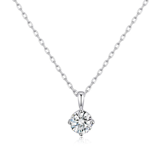 Sterling Silver April (Diamond) Birthstone Necklace Created with Zircondia® Crystals