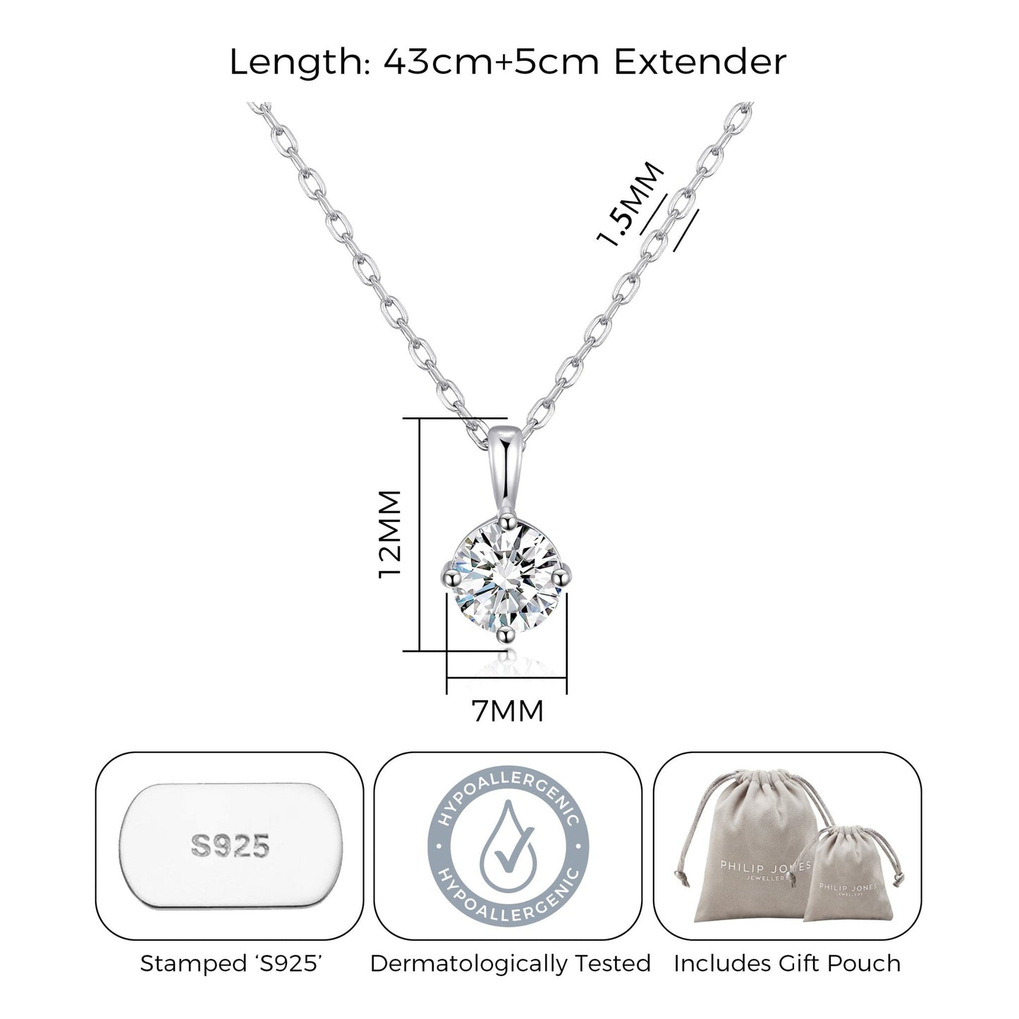 Sterling Silver April (Diamond) Birthstone Necklace Created with Zircondia® Crystals