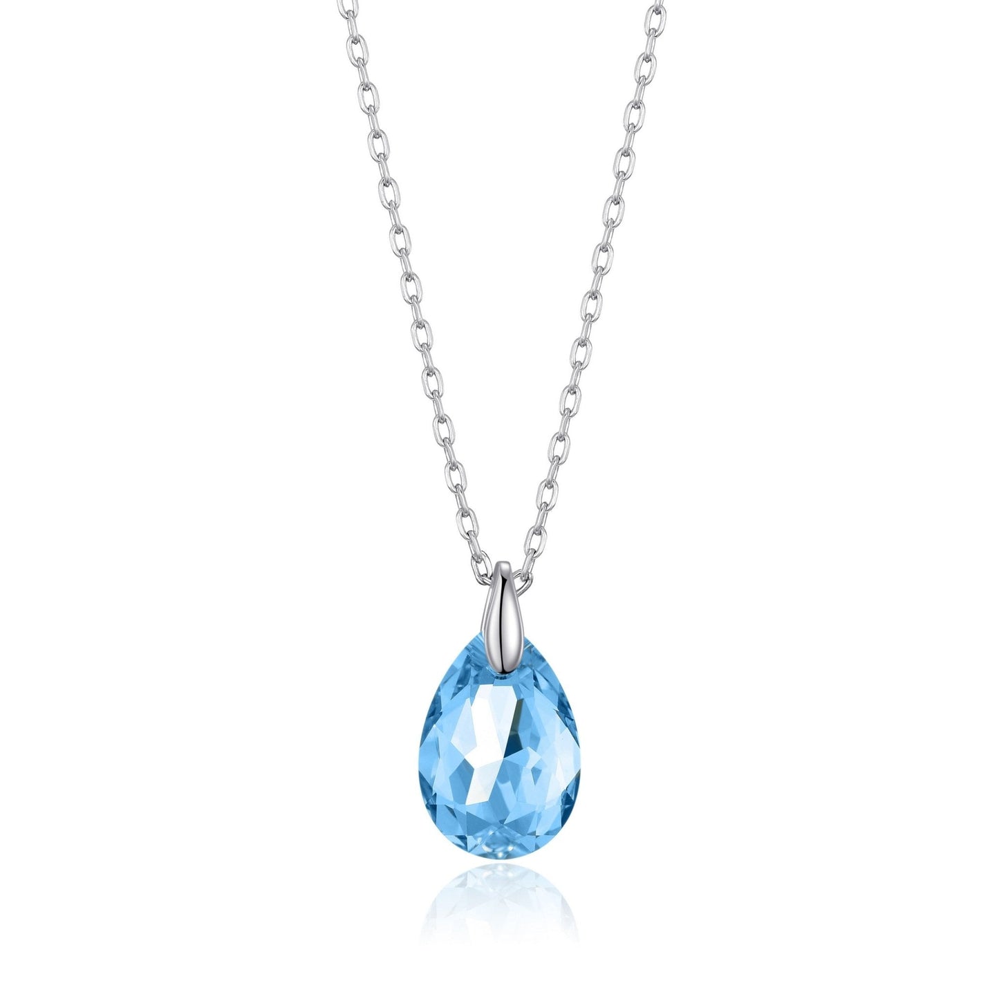 Collier en Argent Sterling et Aigue-marine créé avec des Cristaux Zircondia®