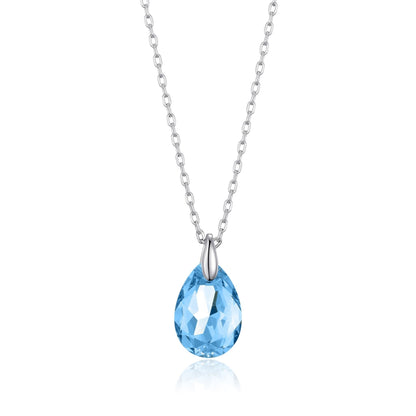 Collier en Argent Sterling et Aigue-marine créé avec des Cristaux Zircondia®