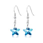 Sterling Silver Aquamarine Star Earrings Created with Zircondia® Crystals