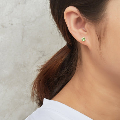 Sterling Silver August (Peridot) Birthstone Earrings Created with Zircondia® Crystals