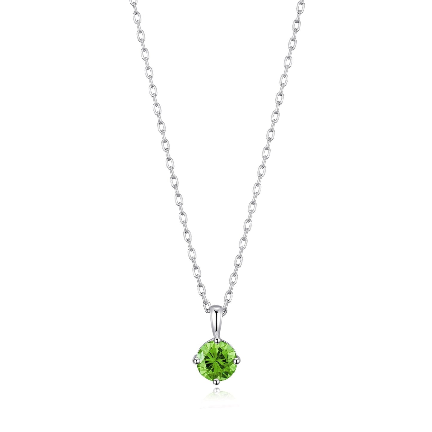 Sterling Silver August (Peridot) Birthstone Necklace Created with Zircondia® Crystals