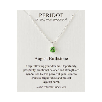 Sterling Silver August (Peridot) Birthstone Necklace Created with Zircondia® Crystals