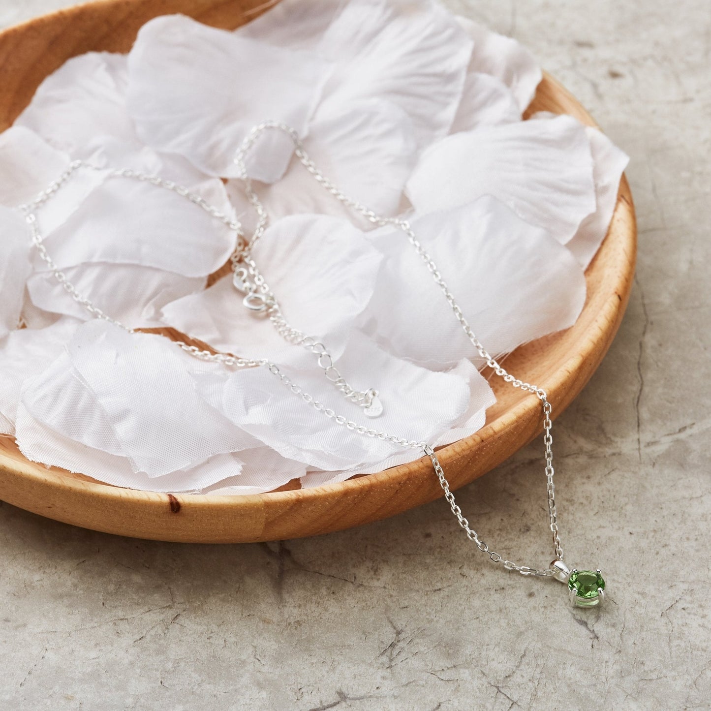 Sterling Silver August (Peridot) Birthstone Necklace Created with Zircondia® Crystals