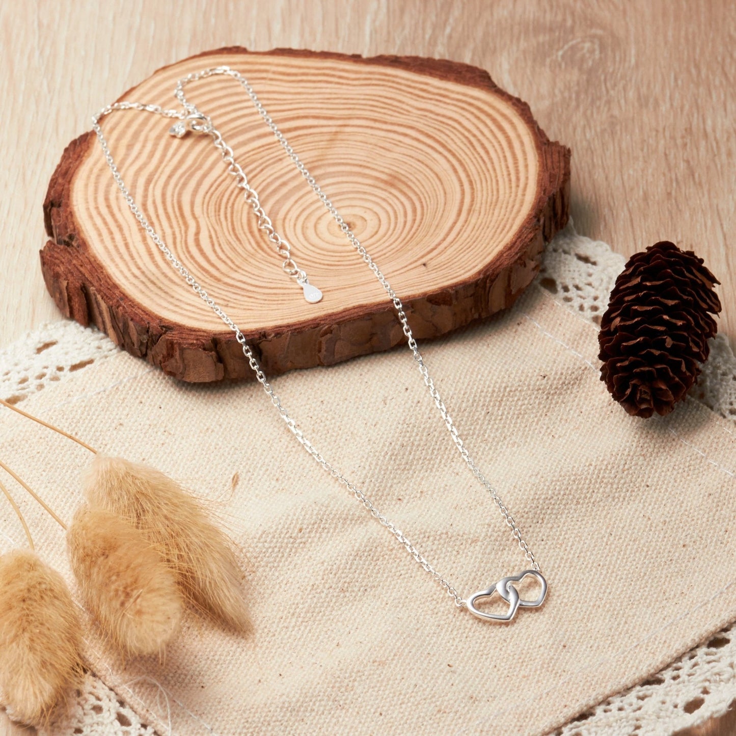 Sterling Silver Nan Quote Heart Link Necklace