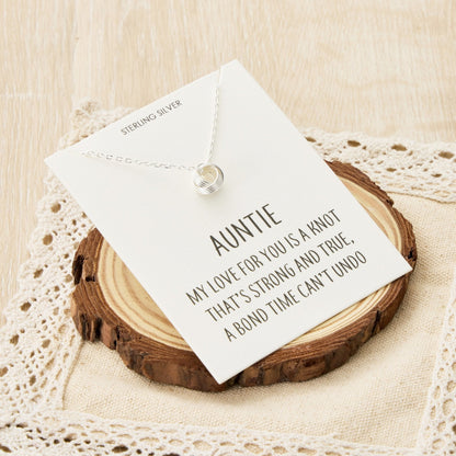Collier Nœud Tante en Argent Sterling avec Citation
