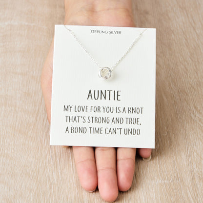 Collier Nœud Tante en Argent Sterling avec Citation