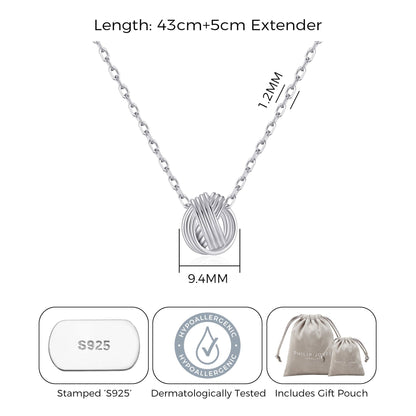 Sterling Silver Friendship Quote Knot Necklace