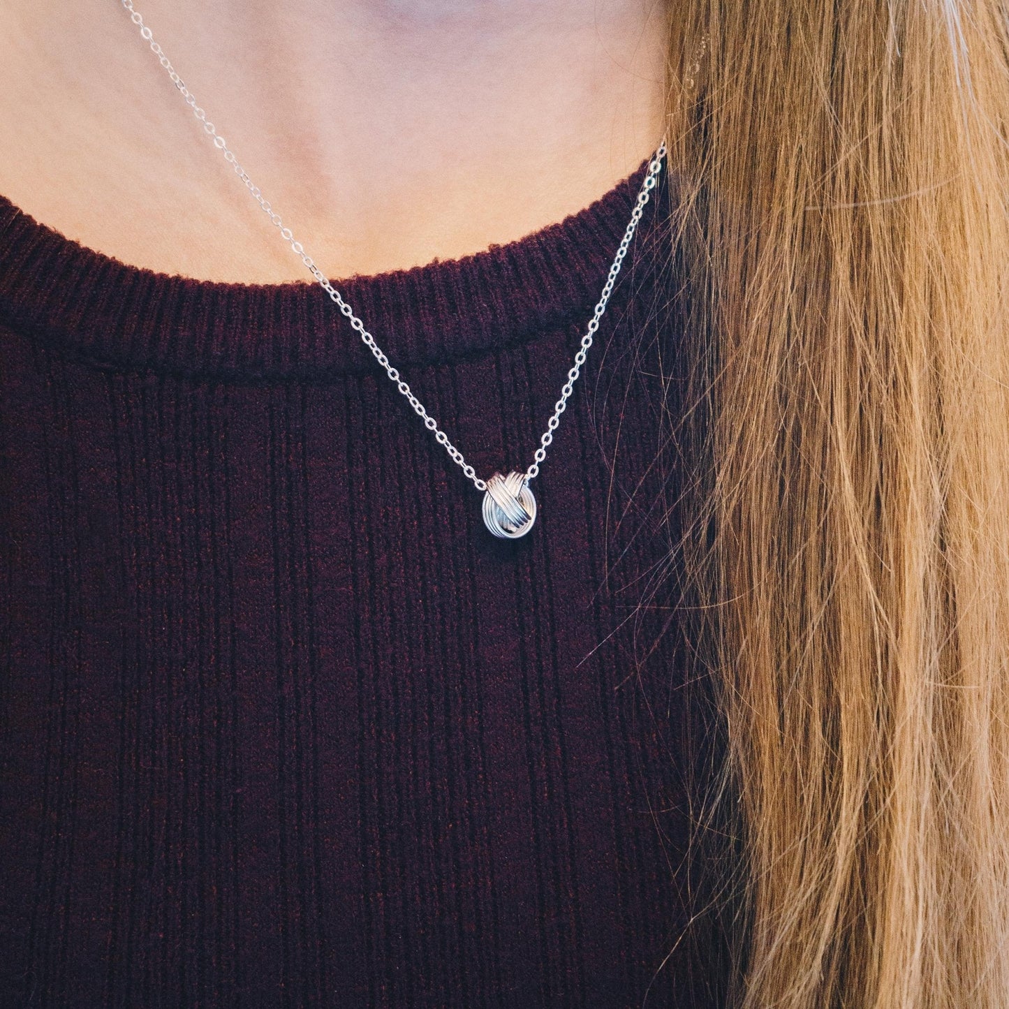 Sterling Silver Friendship Quote Knot Necklace