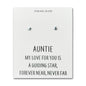 Sterling Silver Auntie Quote Star Earrings