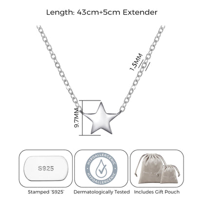 Sterling Silver Friendship Quote Star Necklace