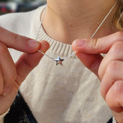 Sterling Silver Friendship Quote Star Necklace