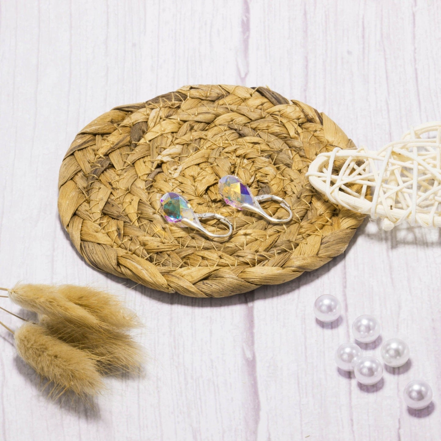 Sterling Silver Aurora Borealis Drop Earrings Created with Zircondia® Crystals