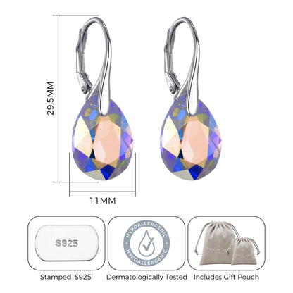 Sterling Silver Aurora Borealis Drop Earrings Created with Zircondia® Crystals