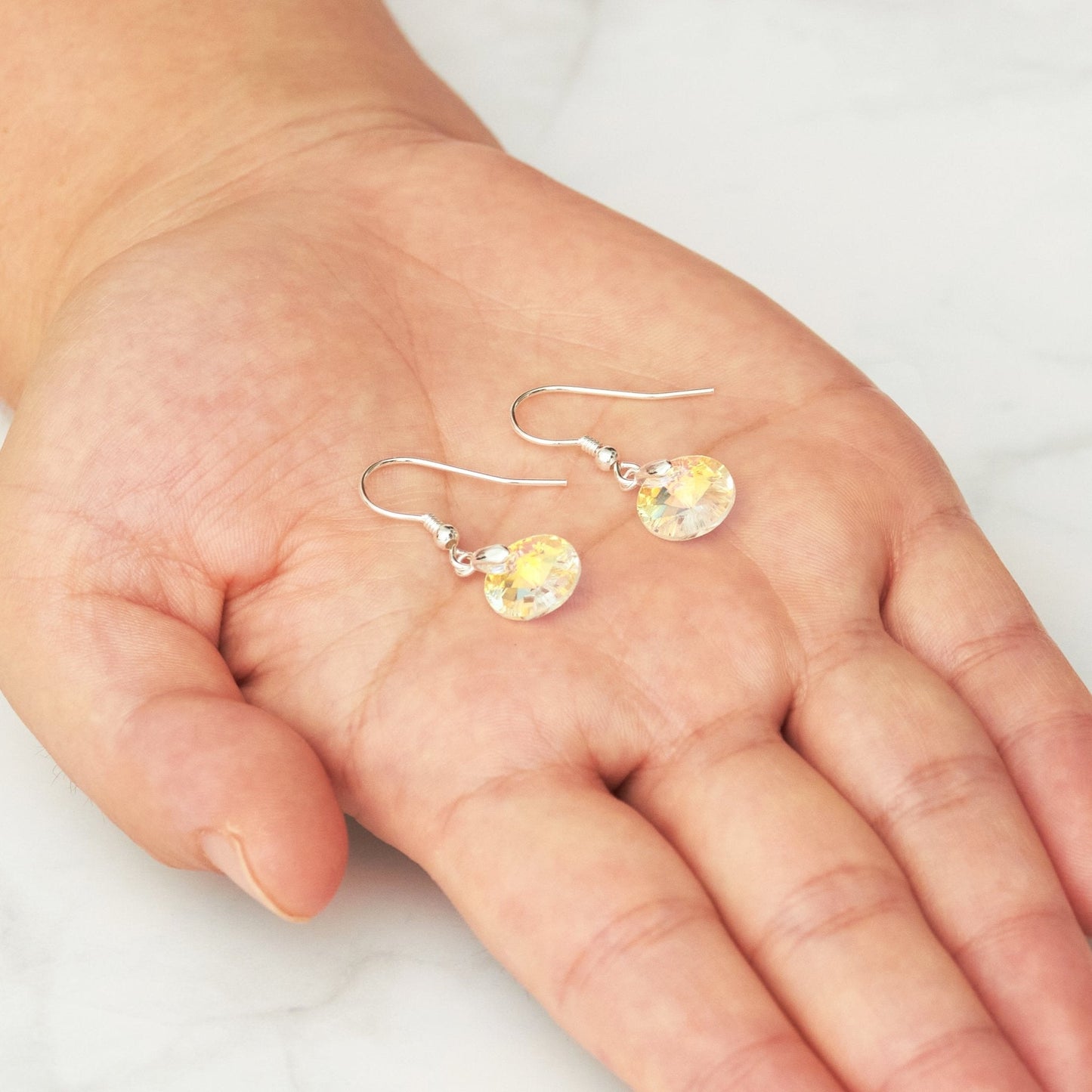 Sterling Silver Aurora Borealis Earrings Created with Zircondia® Crystals