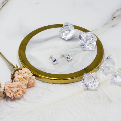 Sterling Silver Aurora Borealis Earrings Created with Zircondia® Crystals