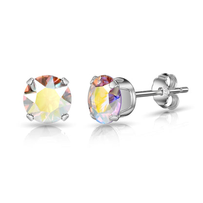 Sterling Silver Aurora Borealis Earrings Created with Zircondia® Crystals