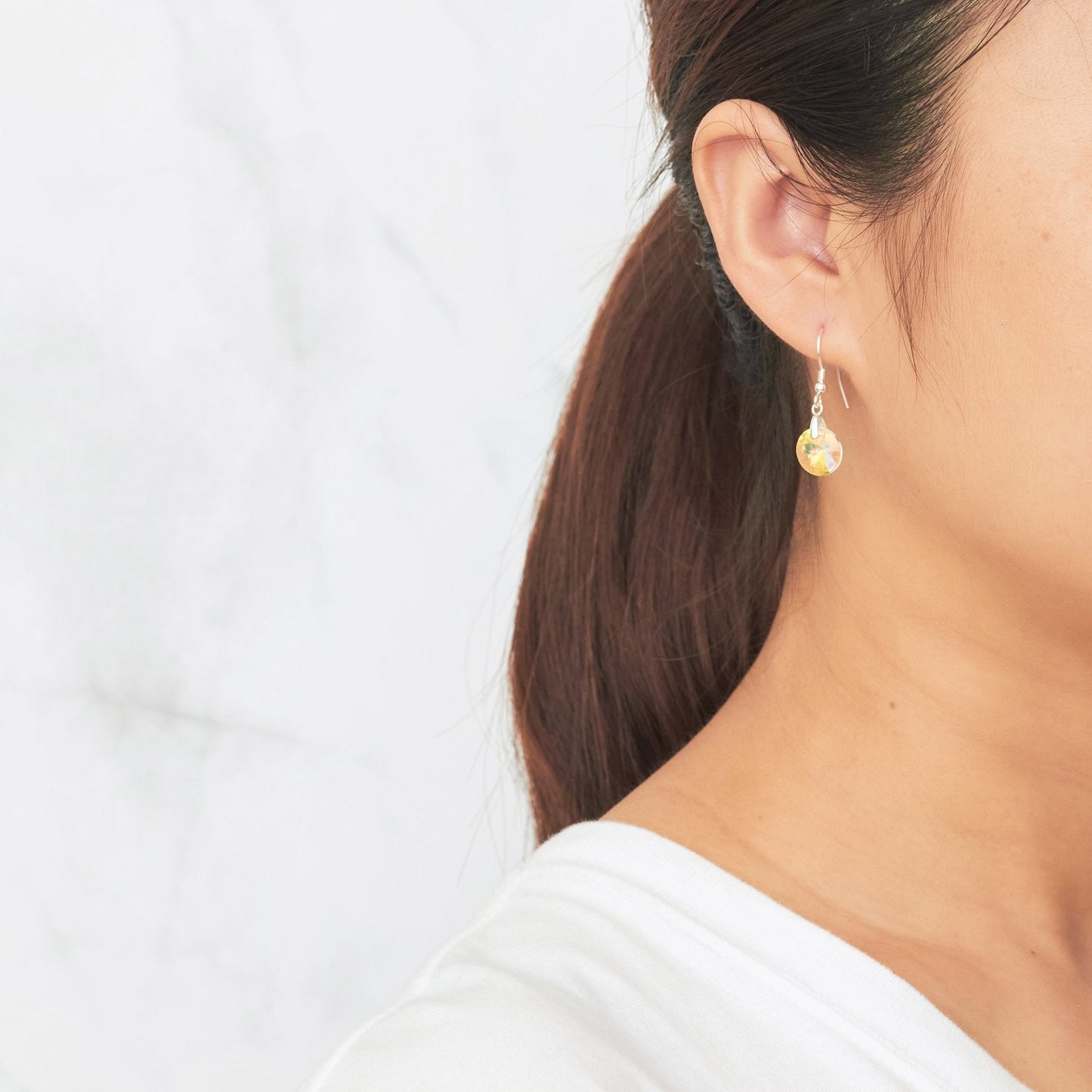 Sterling Silver Aurora Borealis Earrings Created with Zircondia® Crystals