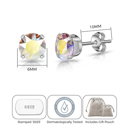 Sterling Silver Aurora Borealis Earrings Created with Zircondia® Crystals