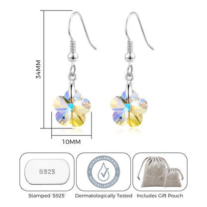 Sterling Silver Aurora Borealis Flower Earrings Created with Zircondia® Crystals
