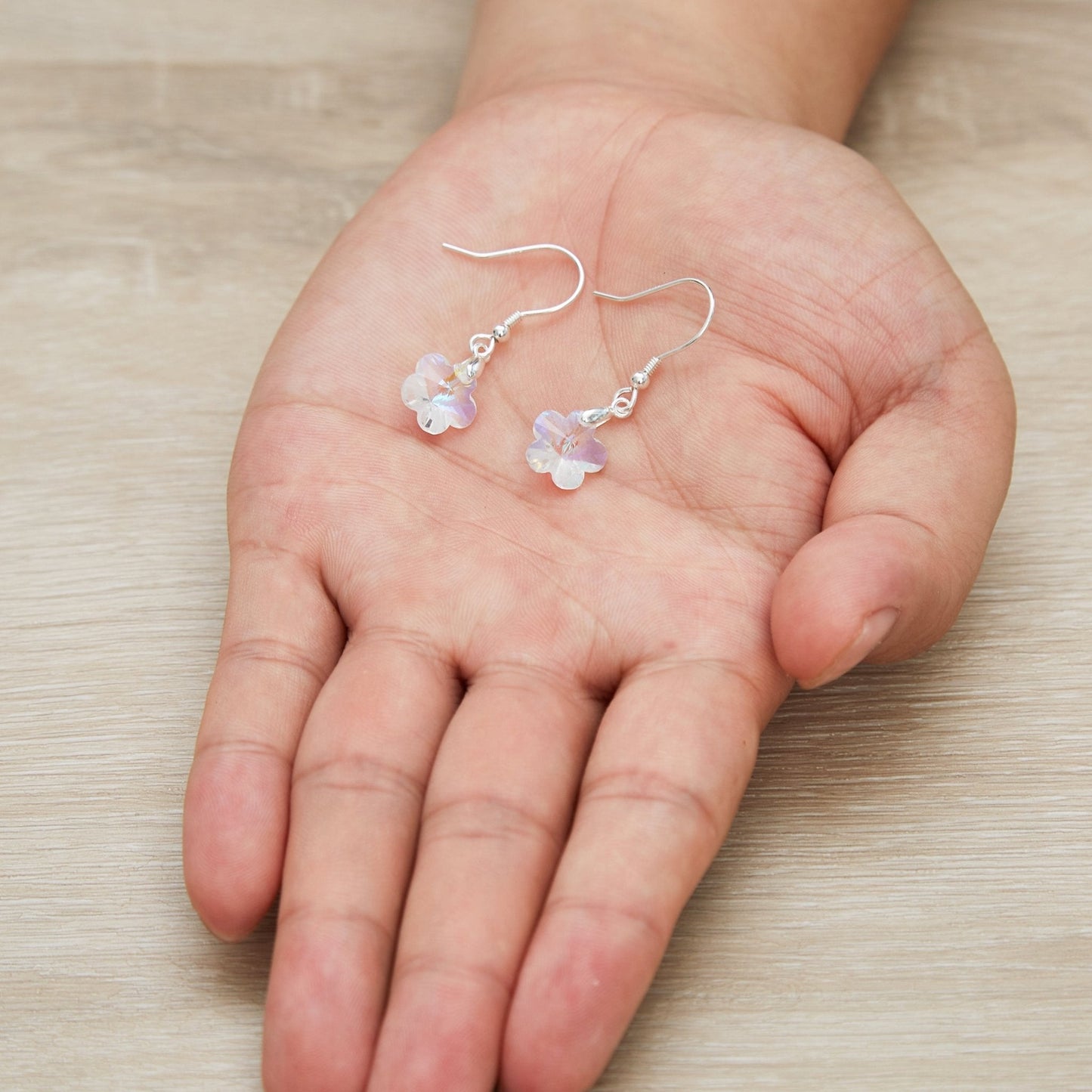 Sterling Silver Aurora Borealis Flower Earrings Created with Zircondia® Crystals