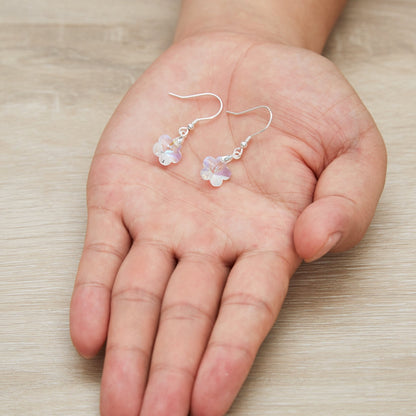 Sterling Silver Aurora Borealis Flower Earrings Created with Zircondia® Crystals