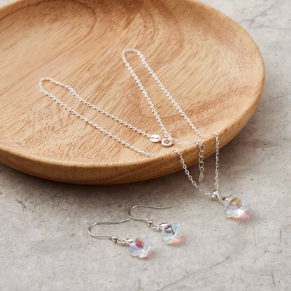 Sterling Silver Aurora Borealis Flower Set Created with Zircondia® Crystals