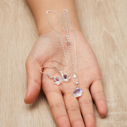 Sterling Silver Aurora Borealis Flower Set Created with Zircondia® Crystals