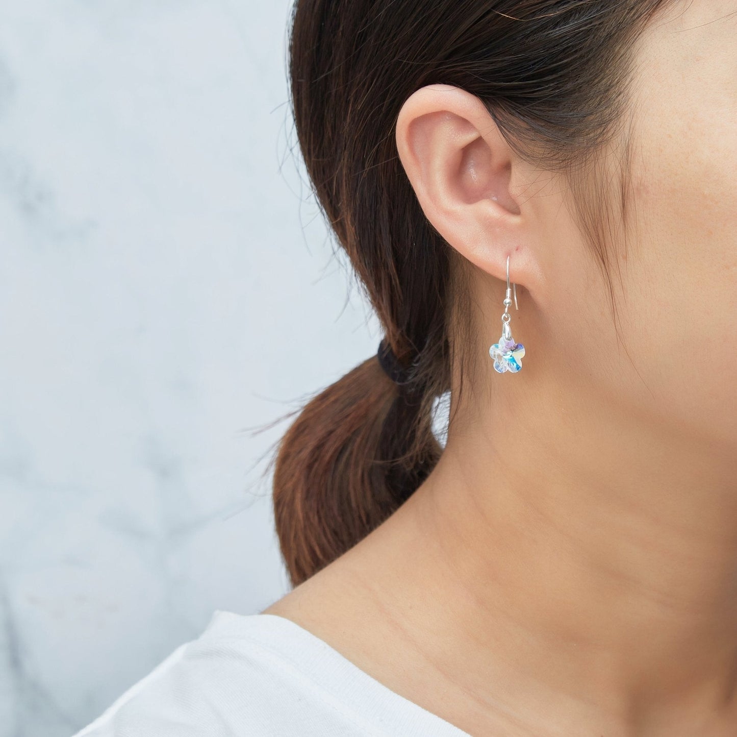 Sterling Silver Aurora Borealis Flower Set Created with Zircondia® Crystals