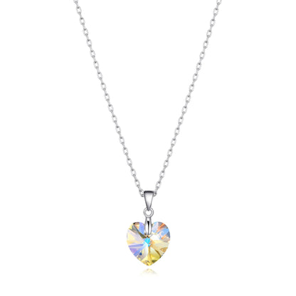 Sterling Silver Aurora Borealis Heart Necklace Created with Zircondia® Crystals