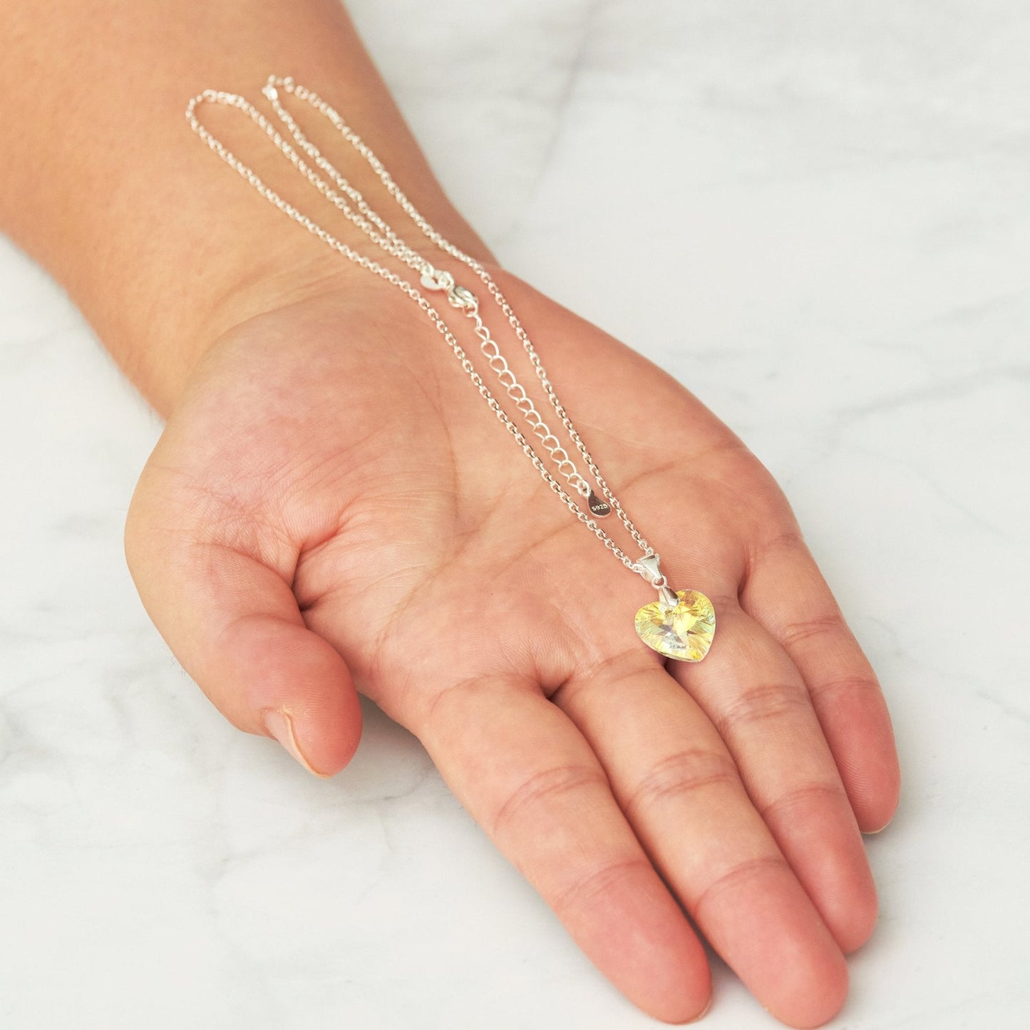 Sterling Silver Aurora Borealis Heart Necklace Created with Zircondia® Crystals
