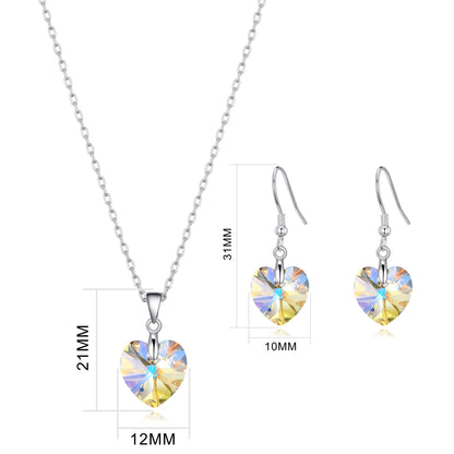 Sterling Silver Aurora Borealis Heart Set Created with Zircondia® Crystals