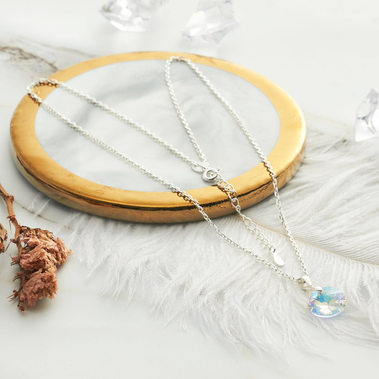 Sterling Silver Aurora Borealis Necklace Created with Zircondia® Crystals