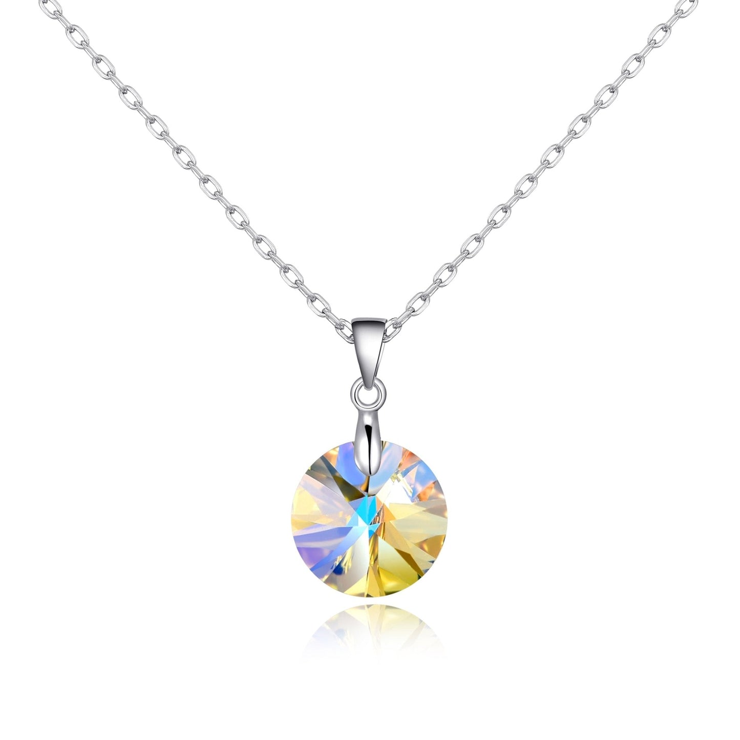 Sterling Silver Aurora Borealis Necklace Created with Zircondia® Crystals