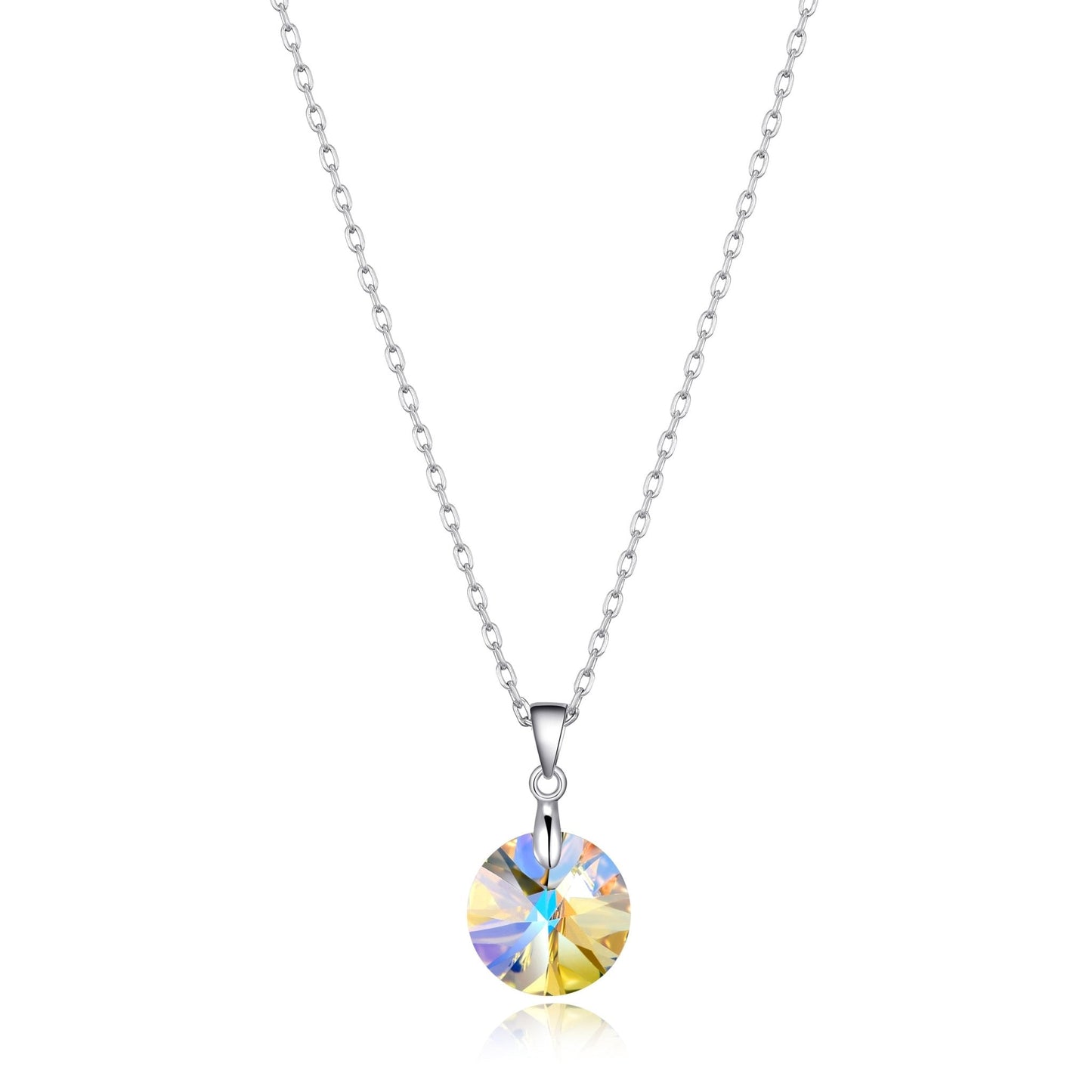 Sterling Silver Aurora Borealis Necklace Created with Zircondia® Crystals