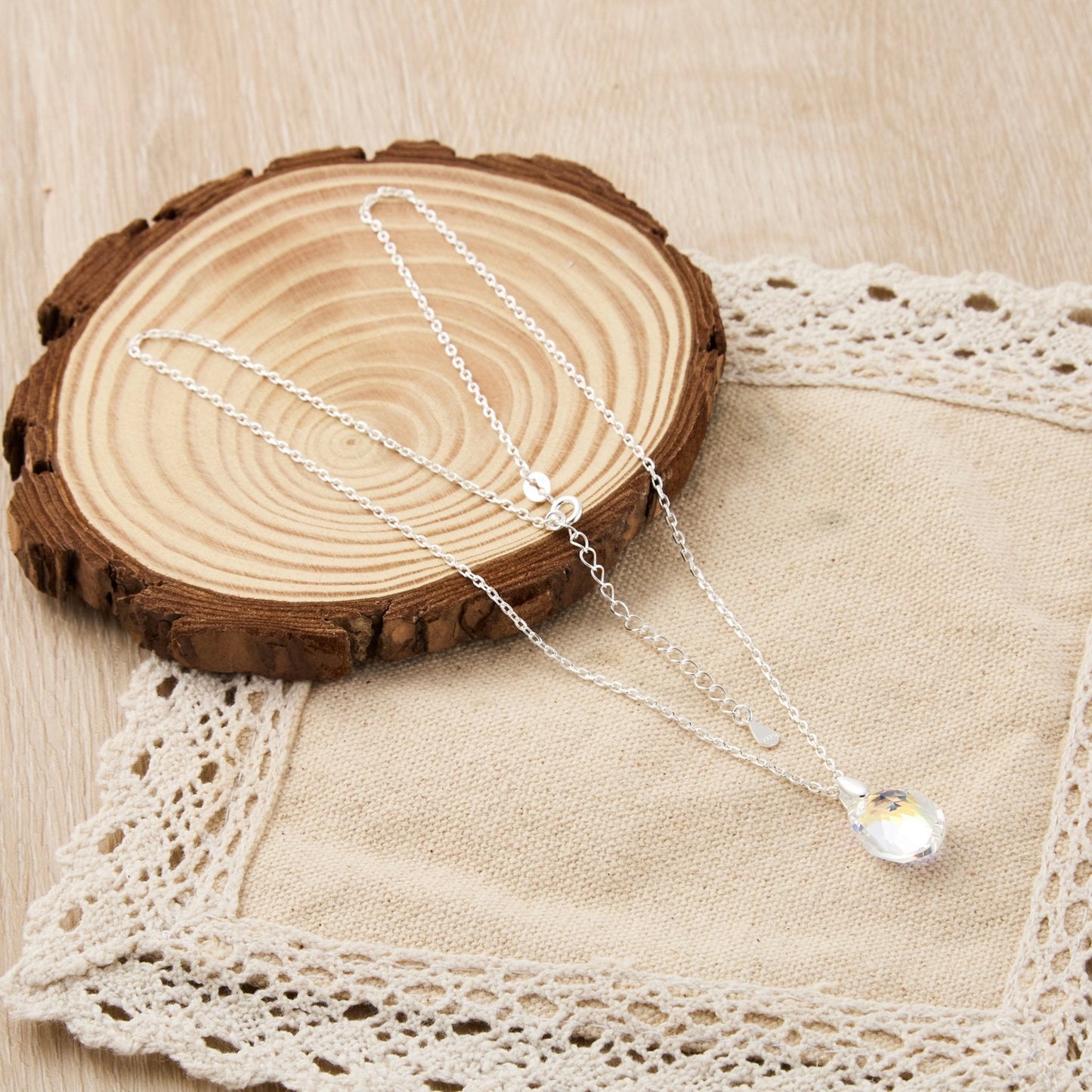 Sterling Silver Aurora Borealis Necklace Created with Zircondia® Crystals