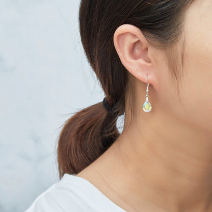 Sterling Silver Aurora Borealis Pear Earrings Created with Zircondia® Crystals