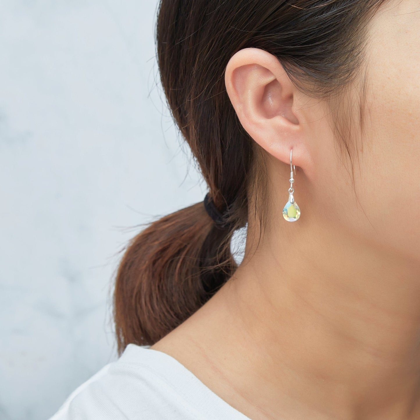 Sterling Silver Aurora Borealis Pear Set Created with Zircondia® Crystals