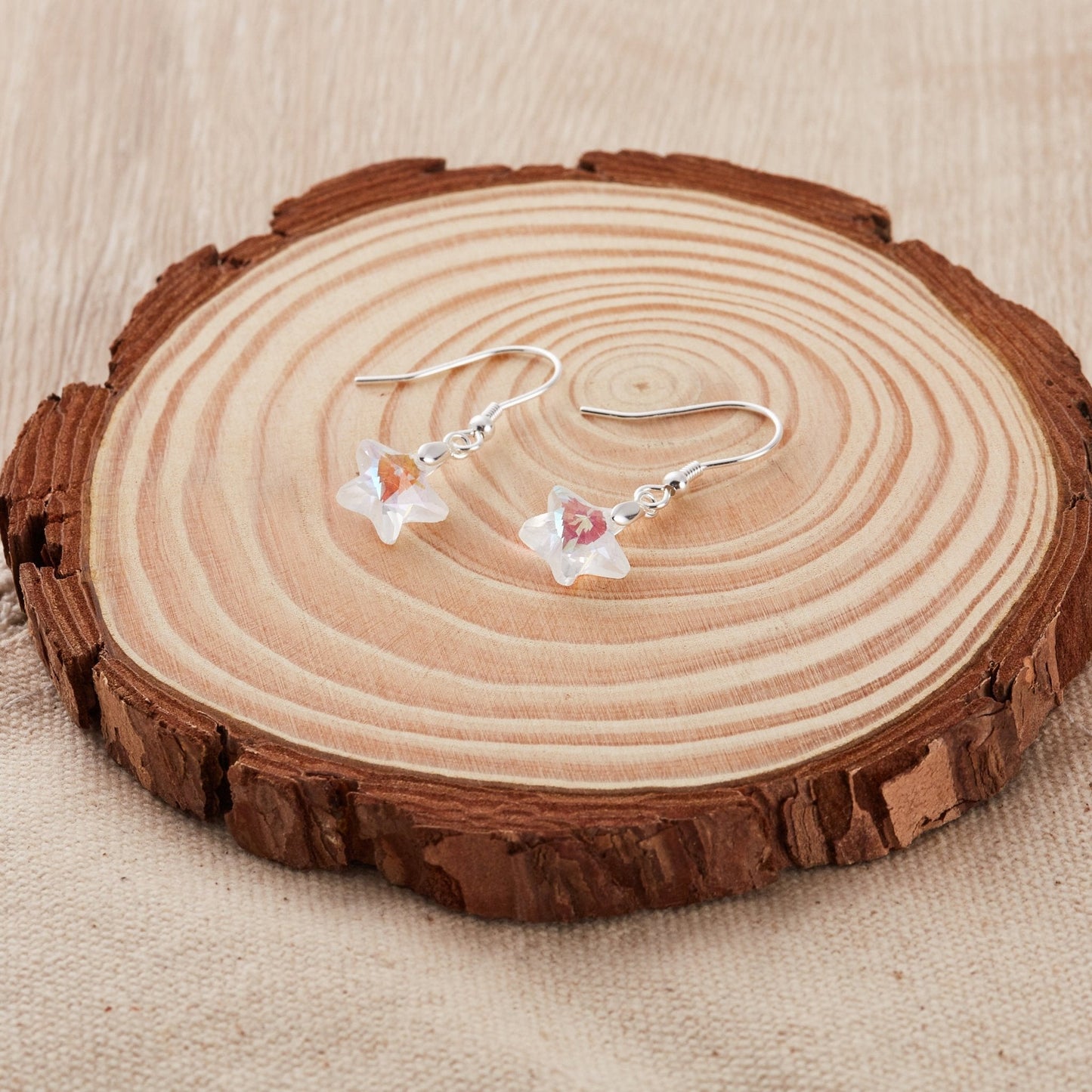 Sterling Silver Aurora Borealis Star Earrings Created with Zircondia® Crystals