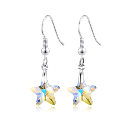 Sterling Silver Aurora Borealis Star Earrings Created with Zircondia® Crystals