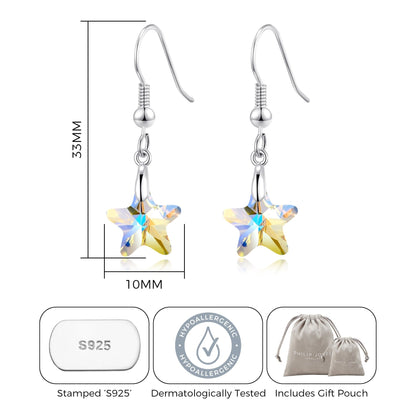 Sterling Silver Aurora Borealis Star Earrings Created with Zircondia® Crystals