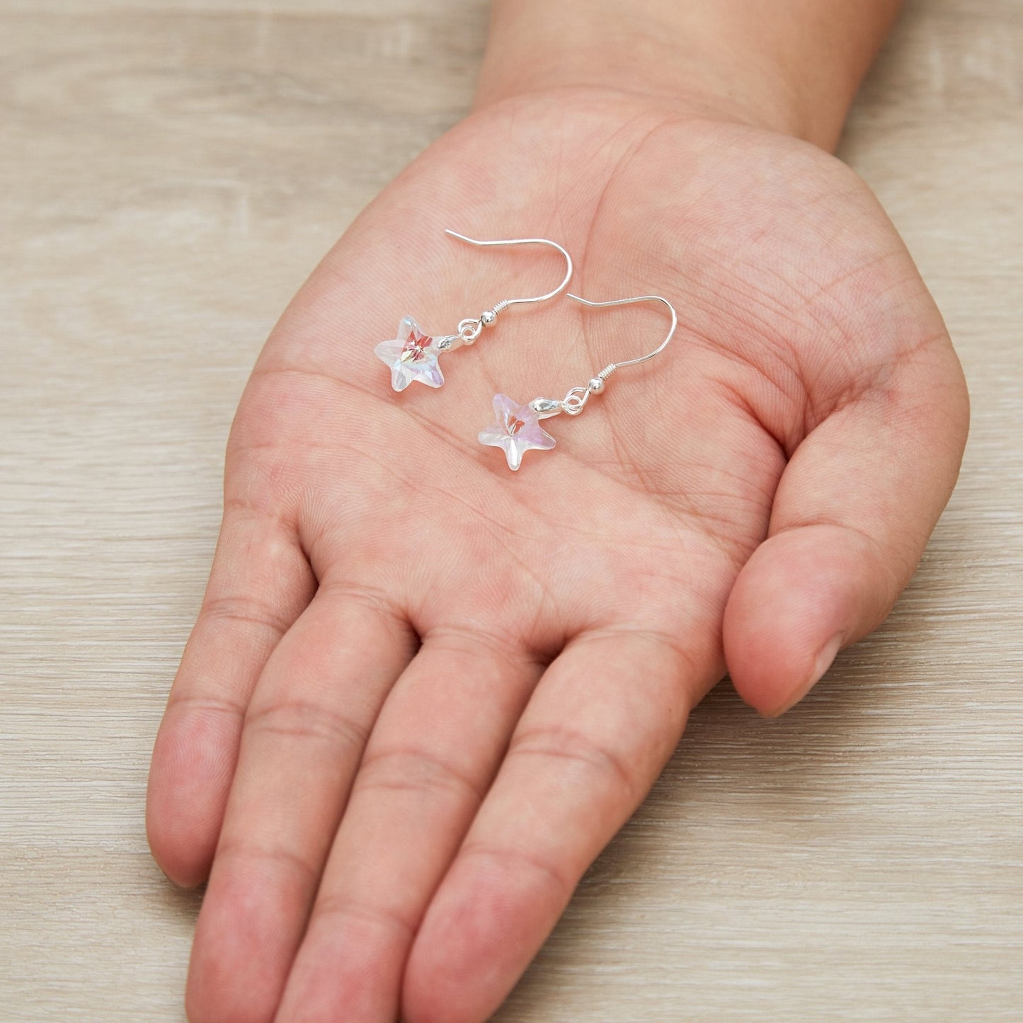 Sterling Silver Aurora Borealis Star Earrings Created with Zircondia® Crystals