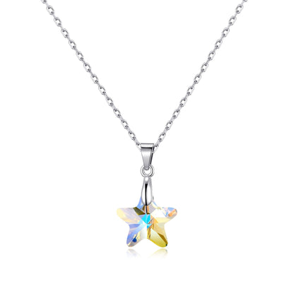Sterling Silver Aurora Borealis Star Necklace Created with Zircondia® Crystals
