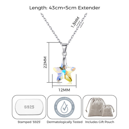 Sterling Silver Aurora Borealis Star Necklace Created with Zircondia® Crystals
